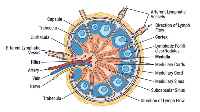 Lymph Node Anatomy Diagram: Cross-section with Labels
