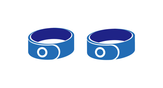 Pair of blue cylindrical objects with circular details.