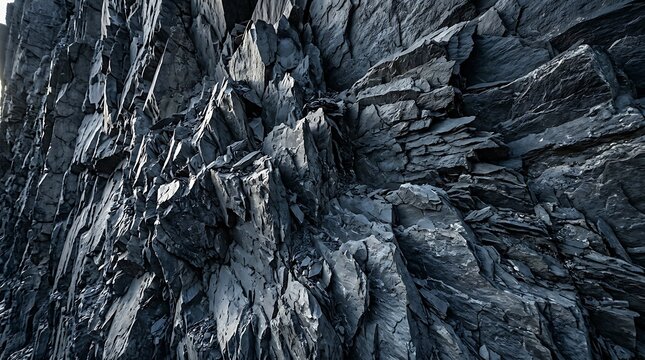 Dark slate rock formation with jagged edges and rough texture