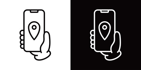 スマホの位置情報表記のシンプルなベクターアイコン © WAWAWA