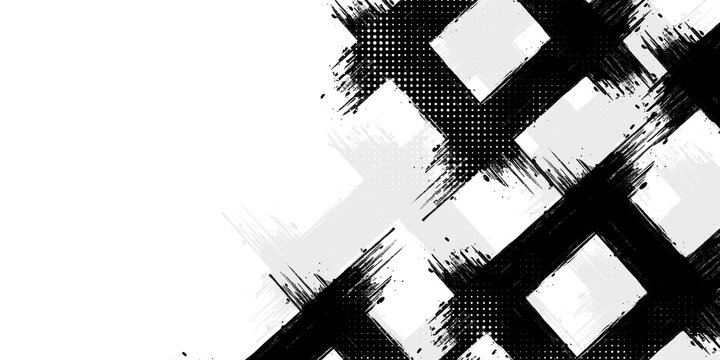 Black Square Shapes, Grunge Distressed Elements for Graphic Design