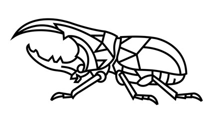 Geometric rhinoceros beetle line art logo icon © ghina