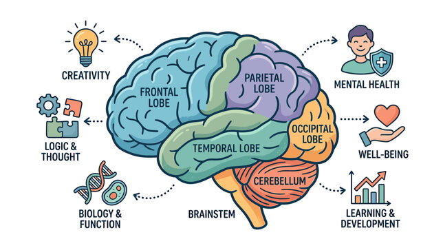 Human Brain Anatomy and Functions: Creativity, Logic, Mental Health, Learning