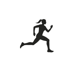 Fototapeta premium Running woman silhouette against a white background simple graphic design