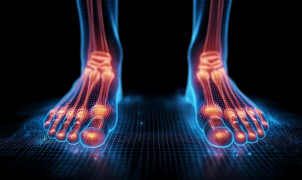 Restless Legs Syndrome RLS - Highlighted nerves showing Neuropathic foot and leg pain - 3D illustration