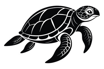 Fototapeta premium Stylized black and white sea turtle illustration depicting nature and marine wildlife.
