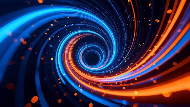 Spiral light pattern in blue and orange