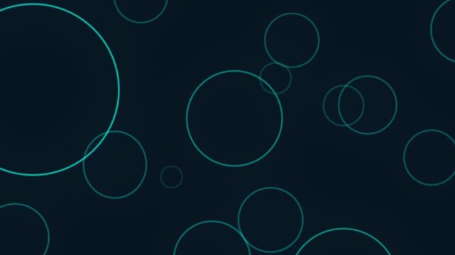 Abstract Motion Graphics Background with Glowing Cyan and Teal Outlined Circles