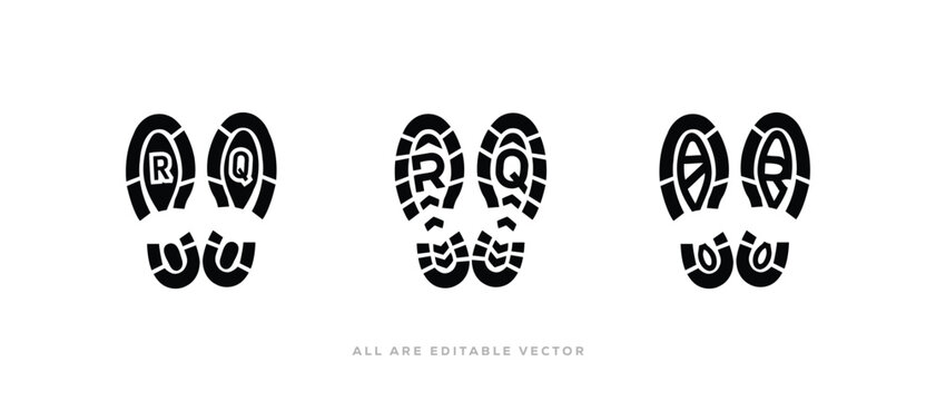 Shoe Sole Tread Footprint Vector (Left & Right) &ndash; Black Silhouette  Vector Illustration