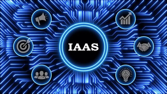 Dynamic IaaS cloud computing abstract background with icons motion.