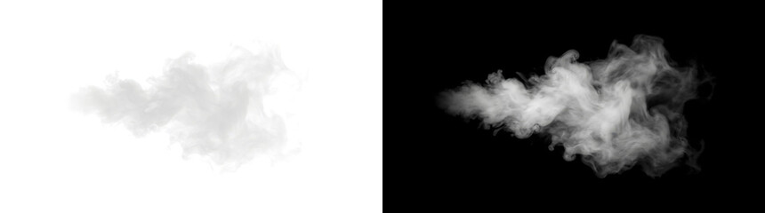 Billowing vapor smoke cloud stretching horizontally with soft feathery edges through darkness for atmospheric overlay designs in PNG, Transparent and Black Background Versions for creative visual use © Crafter