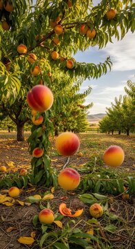 Peach Orchard Abundance - A Bountiful Harvest.
