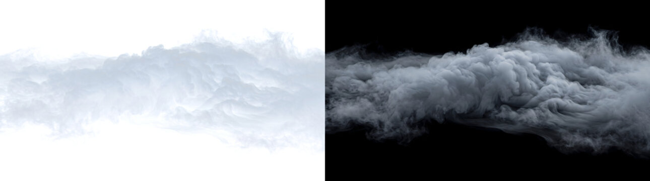 Textured smoke wave band stretching across the frame with detailed rippling folds perfect for atmospheric background designs in PNG, Transparent and Black Background Versions for creative visual use