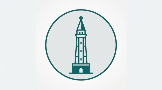 Green tower icon in circle logo.