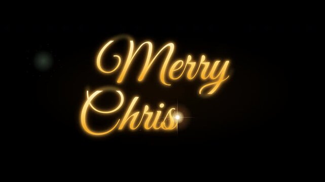 Merry Christmas Golden Sparkler Text on Black Background with Fireworks