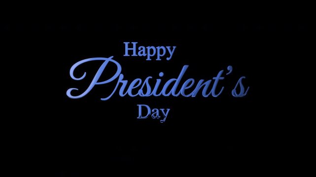 4K animation of blue "Happy President's Day" lettering on white background. Simple and elegant calligraphy design ideal for minimalist intros, ads, and greetigns.
