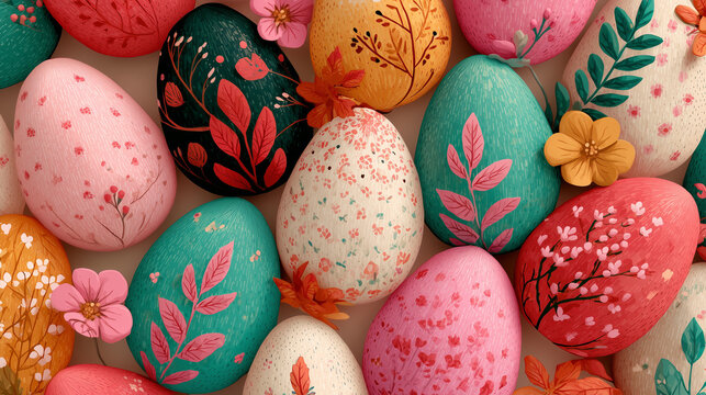 easter eggs seamless pattern