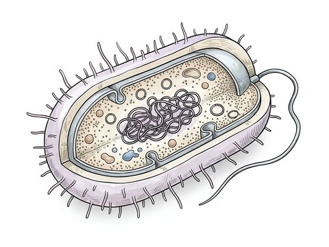 Bacterial Cell Cross Section Scientific Microbiology Illustration