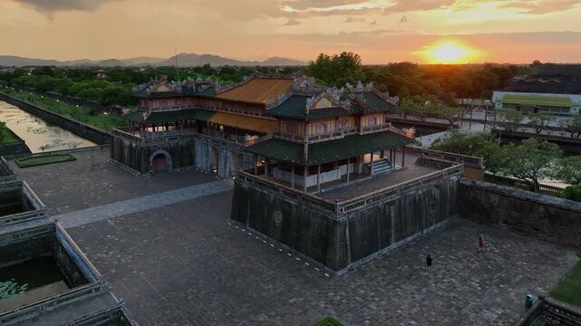 Sunset over Ngo Mon Gate at the Imperial City of Hue, Vietnam