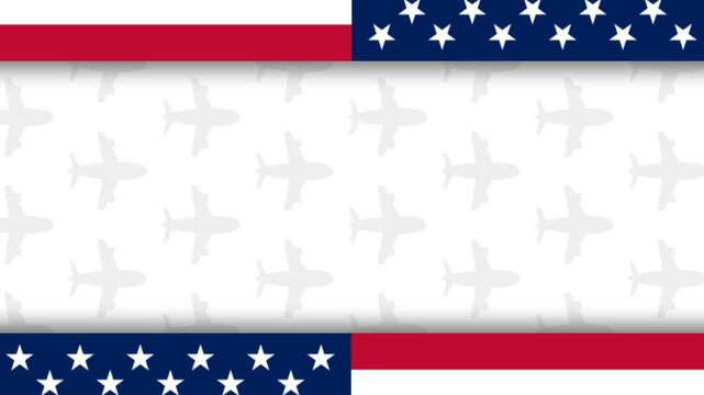 National Aviation Day Celebration Patriotic American Flag and Airplane Background.