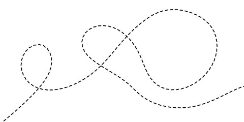 A dotted line illustrating a flowing, whimsical path, suggesting movement and creativity © Sunami