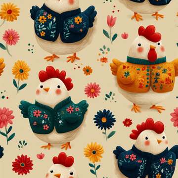 Chicken seamless pattern