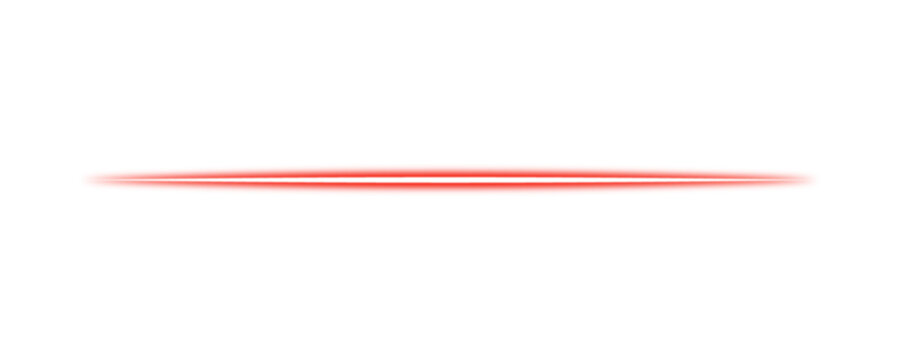 Futuristic Glowing Red Laser Beam Line Vector &ndash; Sci-Fi Light Flare Divider and Neon Underline Element for Cyberpunk Game Interfaces, High-Tech Posters, Movie Title Banners