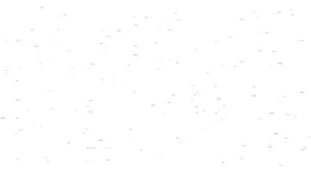dynamic digital number particles rising with random counting animation futuristic data motion graphics.