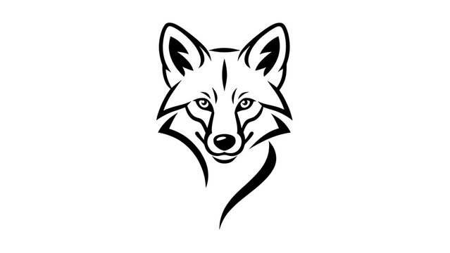 Minimalist fox head illustration white background.