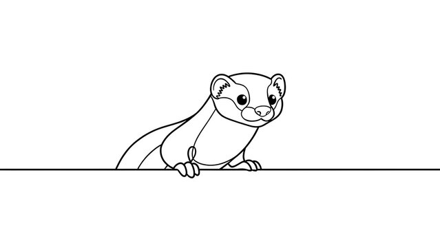 Cute ferret illustration on white background.