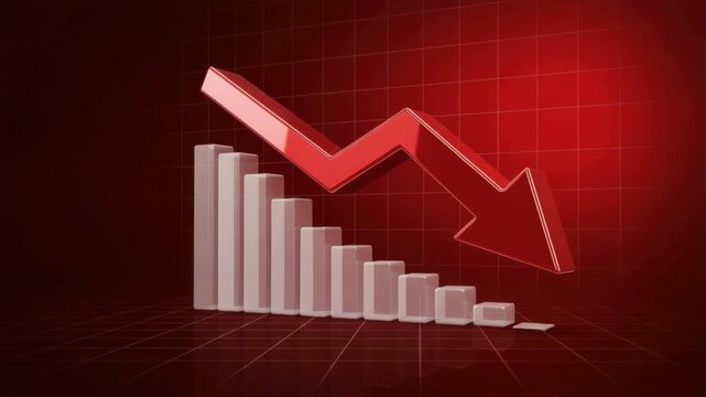 Red abstract 3d isometric city skyline animation
