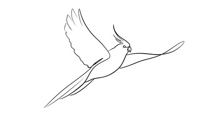 Fototapeta premium Flying cockatoo bird illustration white background.