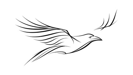 Fototapeta premium Elegant bird in flight illustration white background.