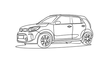 Fototapeta premium Kia car line art illustration white background.