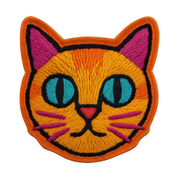 PNG Colorful embroidered cat patch