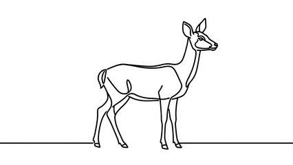 Fototapeta premium Minimalist deer illustration on white background.