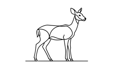 Fototapeta premium Minimalist deer line art illustration white background.