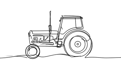 Obraz premium Vintage tractor sketch on white background.