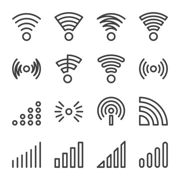 signal and wifi line icon set,vector and illustration