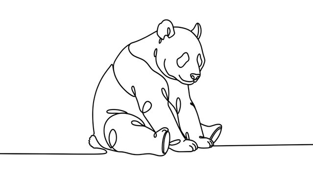 Minimalist panda drawing on white background.
