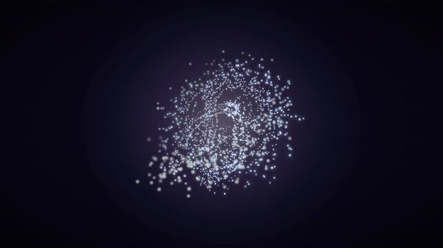 3D Particle Object Dissolving into Glowing Light and Bokeh