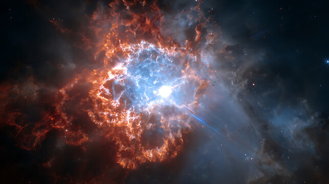 A glowing supernova exploding in the heart of the galaxy.(1)