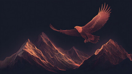 A glowing eagle soaring above glowing mountain peaks, representing visionary ambition.(2) © Shannon