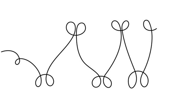 Continuous one seamless squiggle and messy line motion graphics on white background minimalist single art decoration and overlay organic social media projects animation video