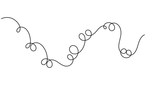Continuous one seamless squiggle and messy line motion graphics on white background minimalist single art decoration and overlay organic social media projects animation video