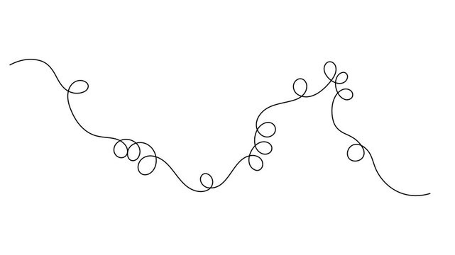 Continuous one seamless squiggle and messy line motion graphics on white background minimalist single art decoration and overlay organic social media projects animation video