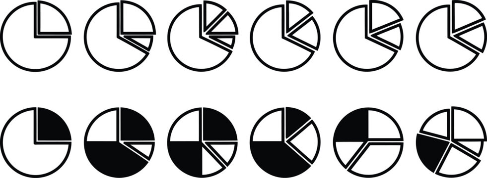 Premium editable vector pie chart icons in flat design style minimal eps10 illustration for data visualization and infographics
