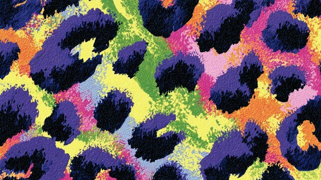 Vibrant, abstract animal print with bold colors and textures