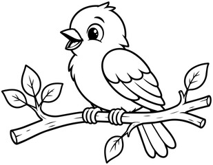 Obraz premium BIRD SITTING ON BRANCH SILHOUETTE