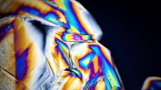 Citric acid crystallization under polarized light microscope time-lapse